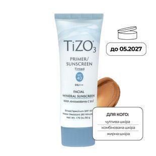 УЦІНКА Сонцезахисний крем-праймер з відтінком TiZO 3 Facial Primer Sunscreen Tinted SPF 40 PA+++ TZ04.00 фото