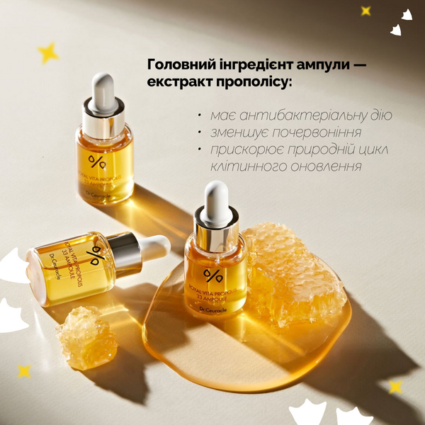 УЦІНКА Ампульна сироватка з екстрактом прополісу Dr. Ceuracle Royal Vita Propolis 33 Ampoule DC02 фото