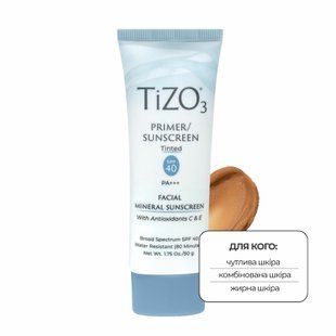 Сонцезахисний крем-праймер з відтінком TiZO 3 Facial Primer Sunscreen Tinted SPF 40 PA+++ TZ04 фото