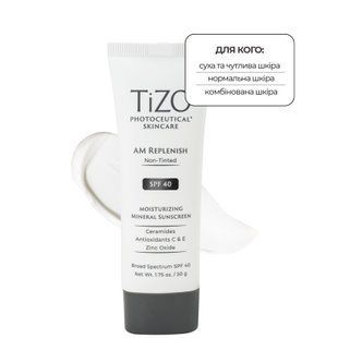 Денний поживний крем без відтінку TiZO AM Replenish Non-Tinted SPF 40, 50 ml TZ12 фото